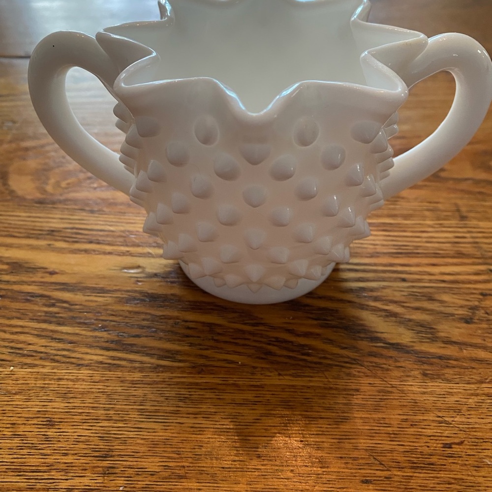 White Hobnail Milk Glass Sugar Bowl